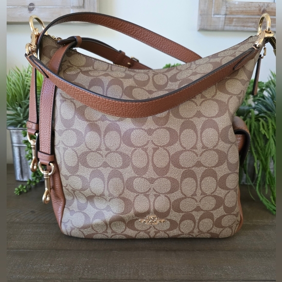 Coach Pennie Shoulder/Crossbody Bag In Signature Canvas With Leather Trim - Picture 1 of 12